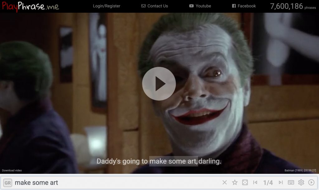 Scary clown saying Dady's going to make some art darling